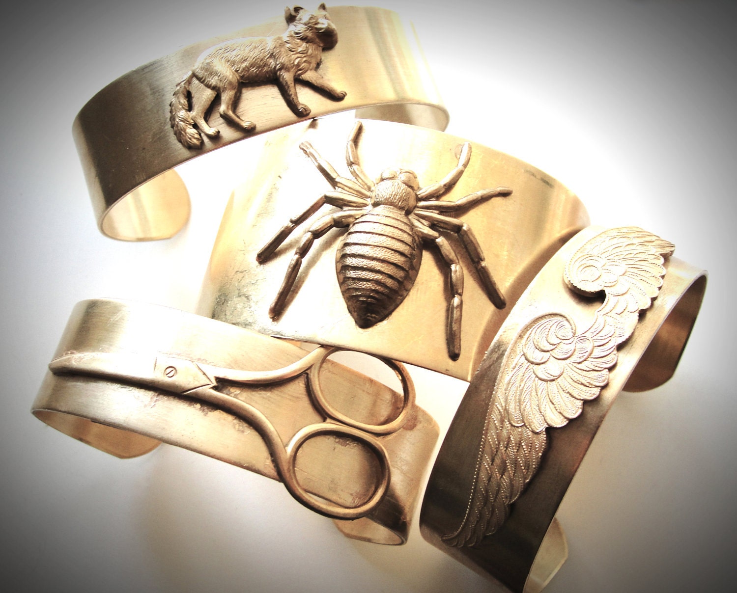 Spider Bite Brass Cuff bracelet