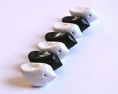 Birthday gift .. Handmade polymer clay birds ... (7) cuteness in black and white