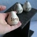 Fathers Day gift for dad ... love you dad ...Three handmade decorative polymer clay pears ... 3 Word Pears, white