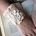 Cuff Elegant Silk Flower Faux Pearls Wedding Ecru Hand Crochet
