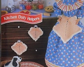 Kitchen Duty Helpers Rug, Apron, Potholder Set Crochet Pattern Miniature Accessories for 11 1/2 inch Fashion Dolls like Barbie