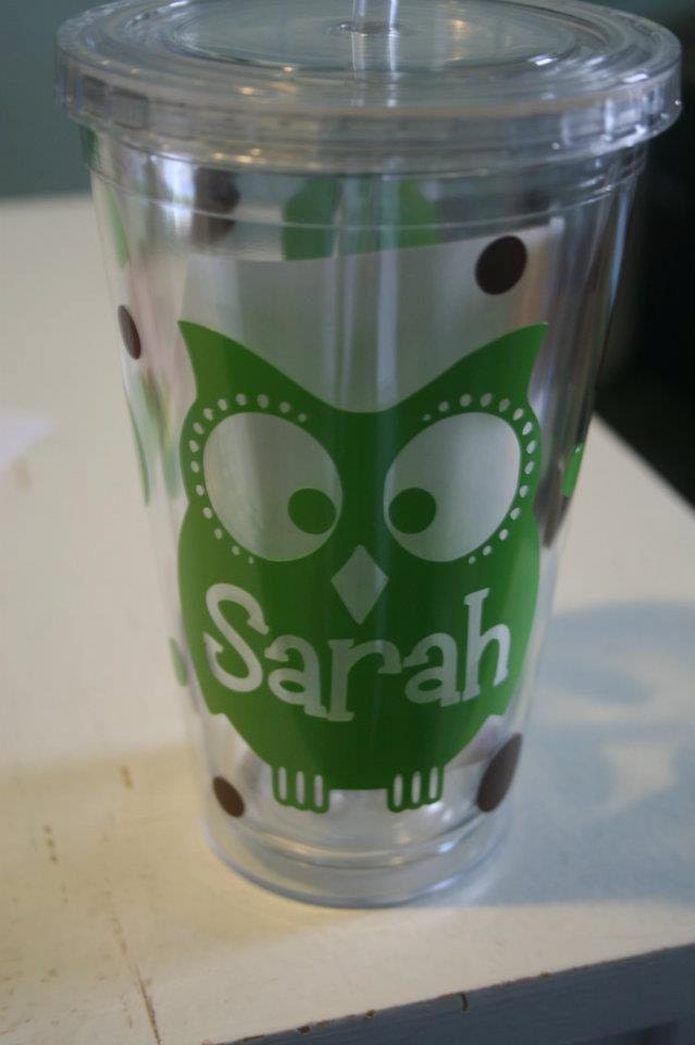 Personalized Owl Tumbler with Lid and Straw 20 oz.