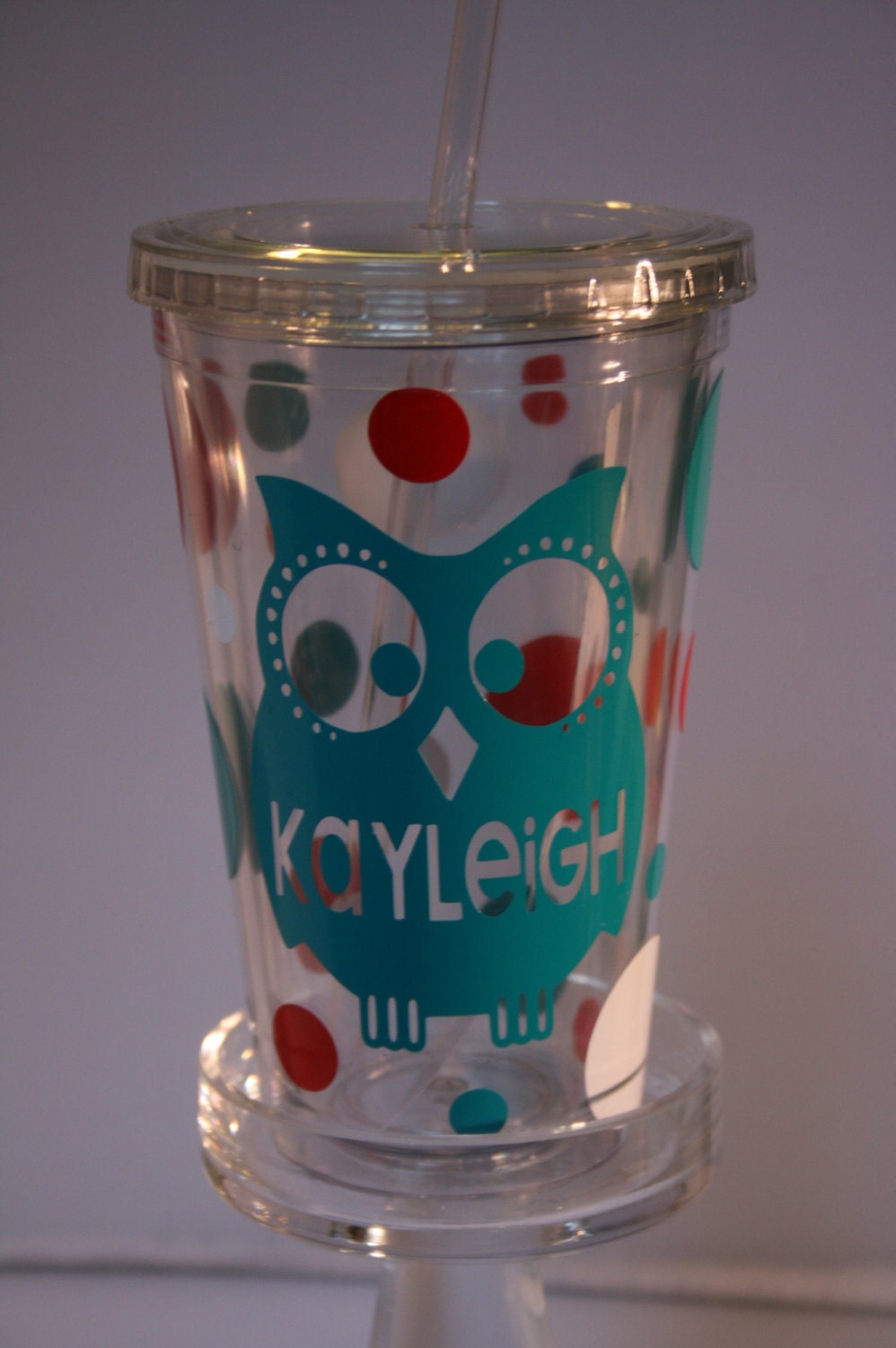 Personalized Owl Tumbler with Lid and Straw 16 oz.