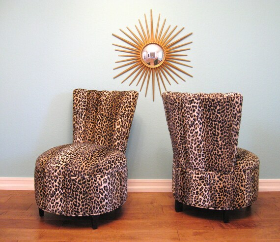 MID CENTURY MODERN Hollywood Regency Vintage Leopard Slipper Chair