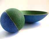 Earth Blue and Green: Hand Painted Bowl and Orb - PearlesPainting