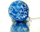 Christmas Blue and White Christmas Ornament Hand Painted Glass Ornament
