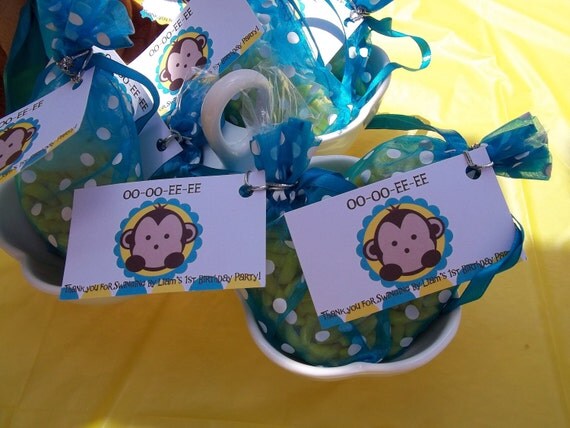 Set of 25 Monkey Party Favor Tags Custom Personalized Il_570xn