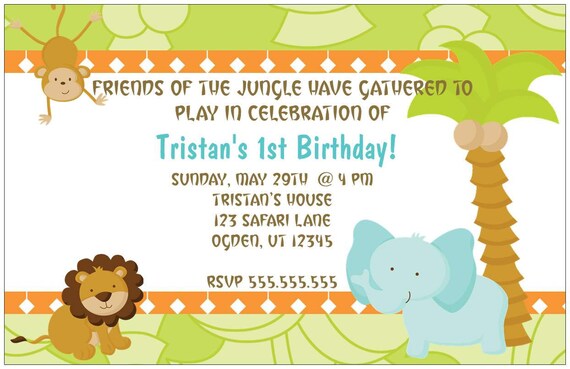Set of 20 Safari Birthday Party Invitations Il_570xn