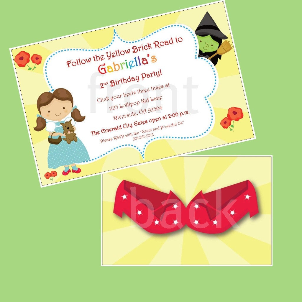Set of 20 Wizard of Oz Theme Birthday Party Invitations Custom Il_570xn