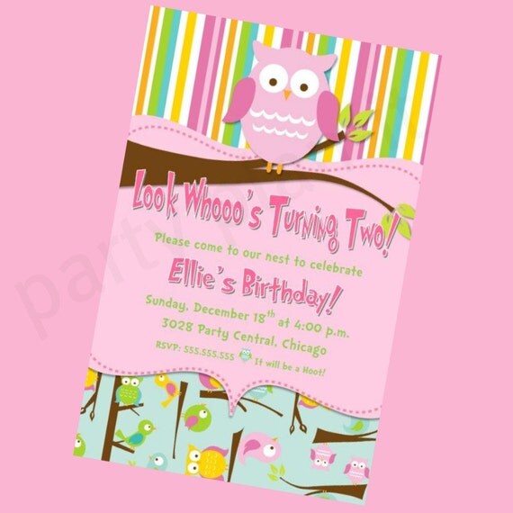 Set of 20 Owl Birthday Party Invitations Custom Il_570xn