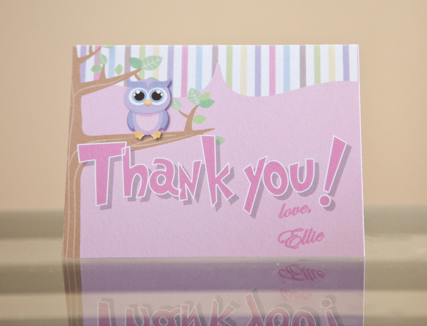 Set of 10 Owl Folded Thank You Cards Il_570xn