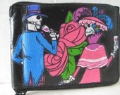 Black Leather WALLET Dia De Los Muertos DAY Of The DEAD Drinking Skeletons