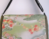 Olive Floral woodblock style Japanese MESSENGER ipad Laptop Diaper BAG