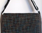 Brown Earth Tone WOVEN Knit MESSENGER Book Laptop iPAD Diaper BAG