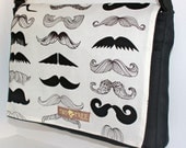 Black and White MUSTACHE Party MeSSENGER ipad Laptop Diaper BAG