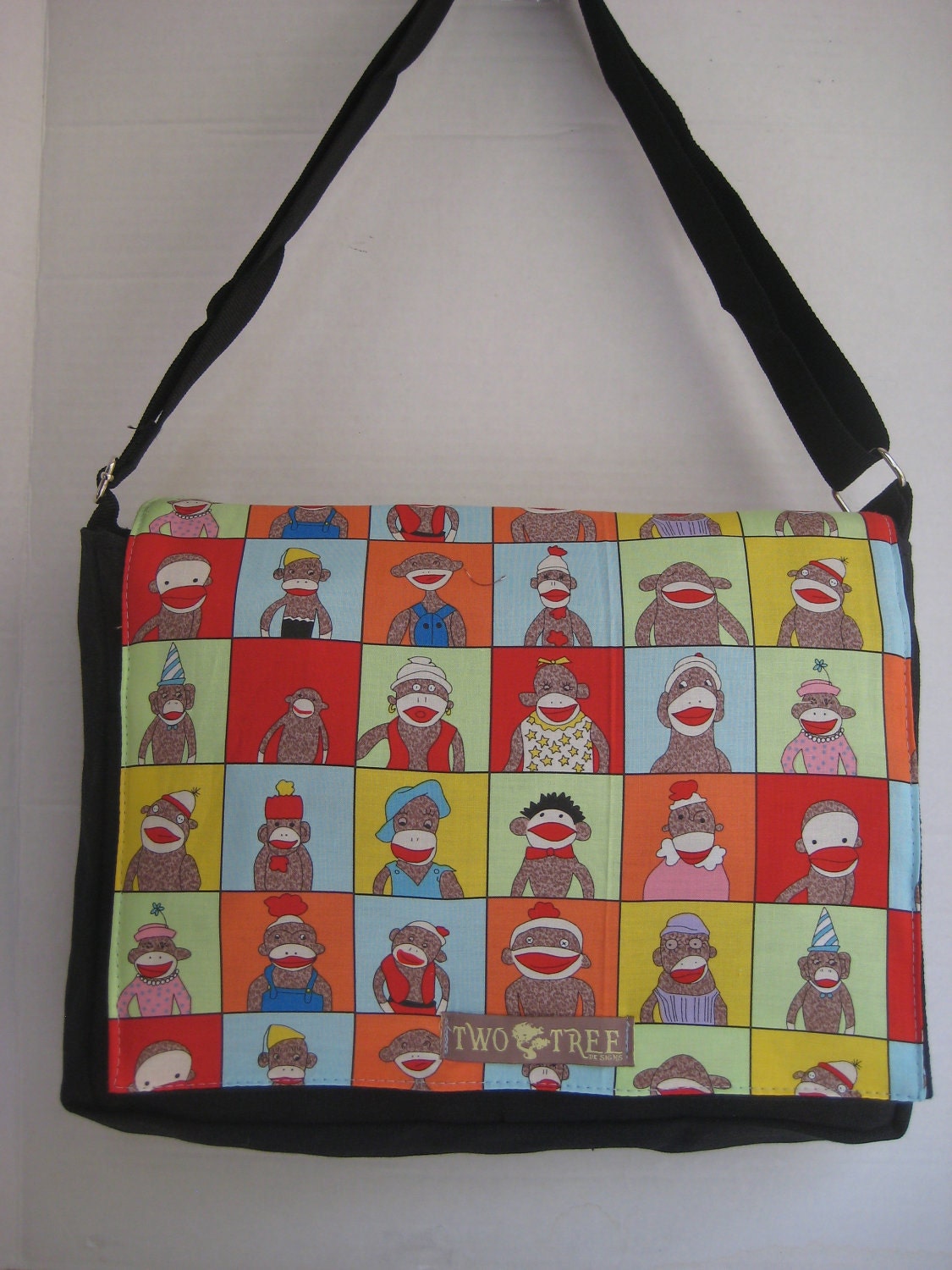 Black Sock MONKEY Portraits MESSENGER Book Laptop Diaper BAG