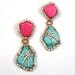Statement earrings turquoise blue and pink crystal embellished earrings