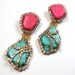 Statement earrings turquoise blue and pink crystal embellished earrings