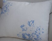 PaRiS CaBBaGe RoSeS FrencH WHITE Linen DOWN Cottage Shabby Chic 14x18 PiLLoW