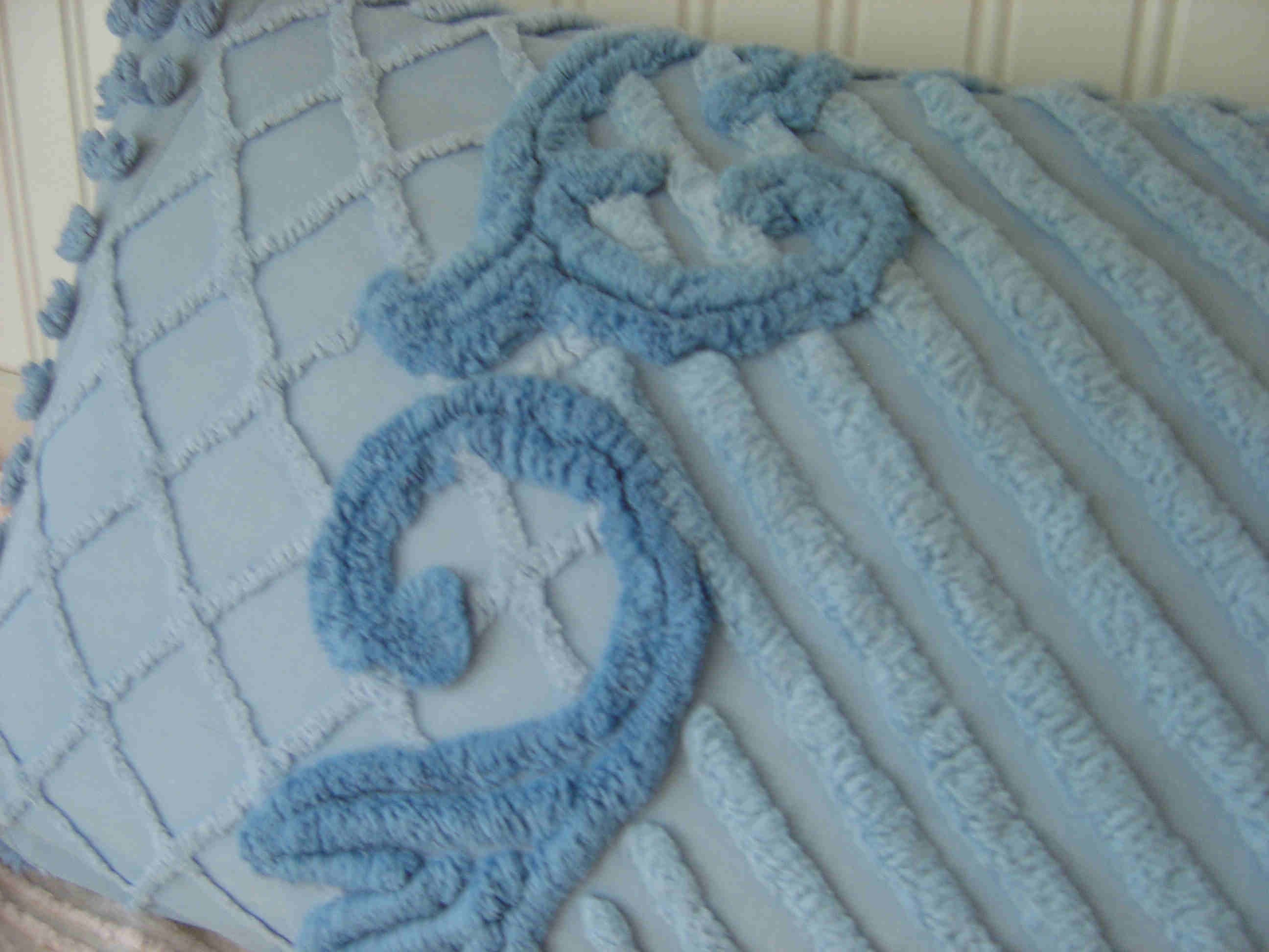 BLuE VInTaGE CHeNILLe CoTTaGe ShaBBy ChiC 12x20 PILLOW