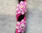 Dreads Bead Coil  with Austrian Crystals Hot Pink  You Choose Hole Size