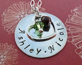 Show Your Love - Personalized Name Necklace - Handstamped 2 Names with Birthstones and Heart - S54