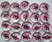 Hand painted glass gems party favors   CHERRY BLOSSOMS  Painted glass art