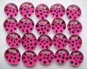 Handpainted glass gems mosaic tile party favors black polka dots on pink