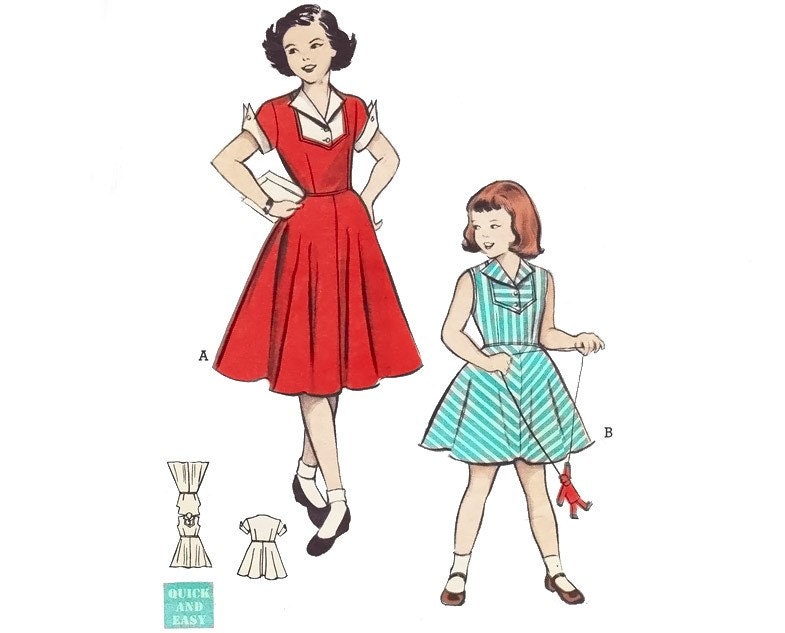 Vintage Dress Sewing Pattern 1950s Girl's Rockabilly Summer size 10