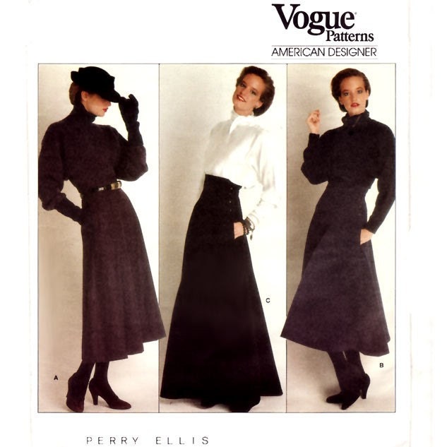 Uncut Vintage Sewing Pattern Perry Ellis Corset Cinch Gored Maxi Skirt