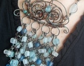 Custom for you .... Medusa ... Sea glass and copper jellyfish necklace set