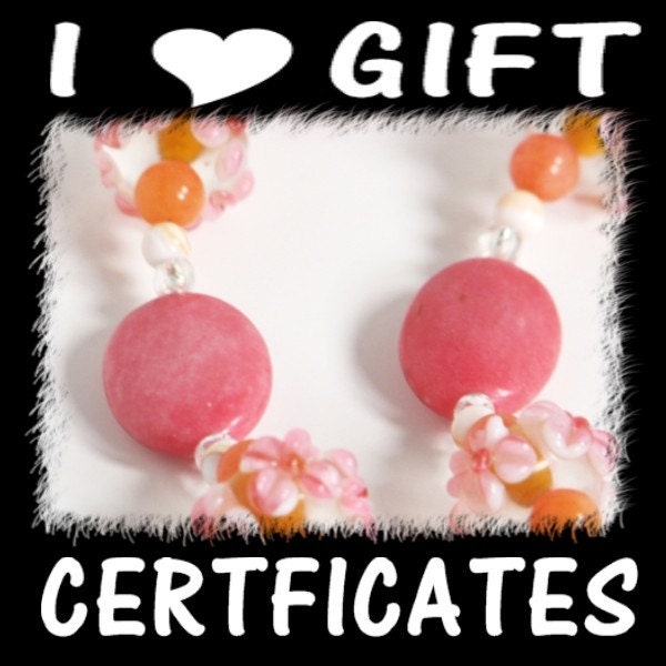 Gift Certificates available in my Etsy shop