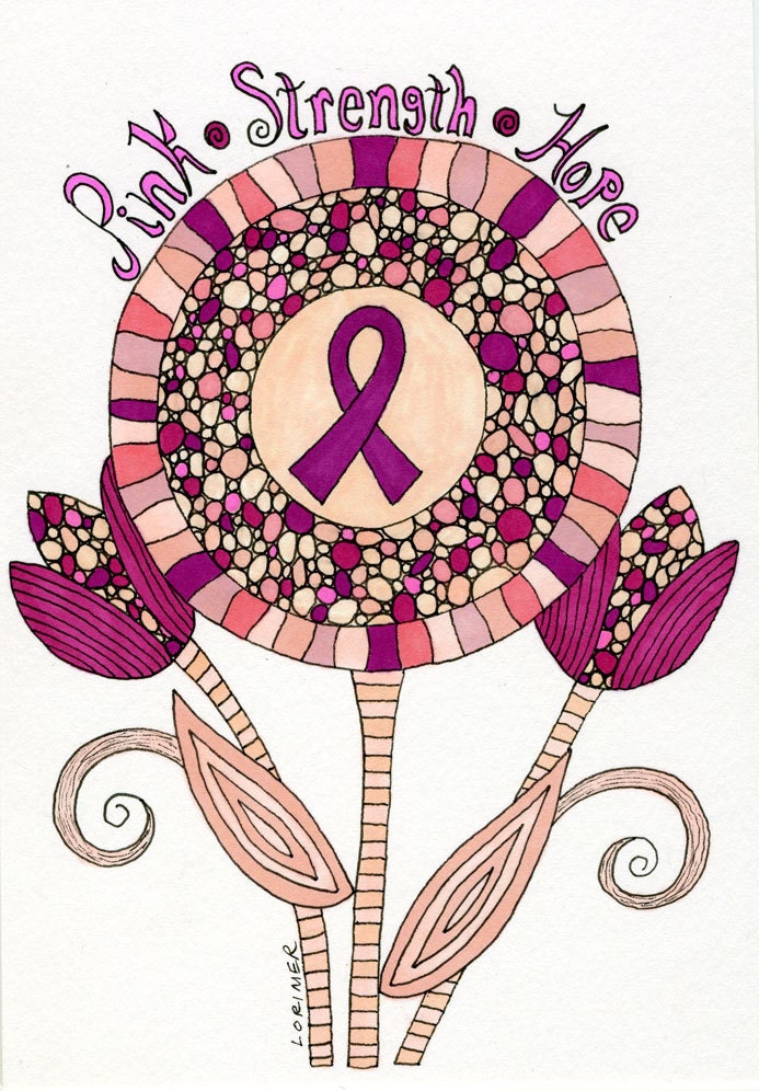 Pink, Strength, Hope Note Cards, Breast Cancer, Support