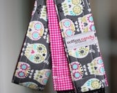 Skulls and Pink Gingham Reversible Camera Strap