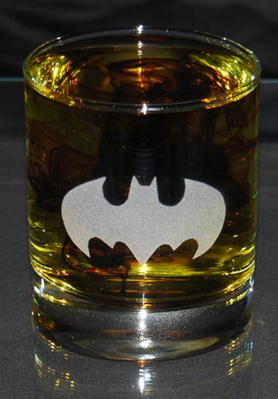 Hand-Etched Batman Tumbler Glass