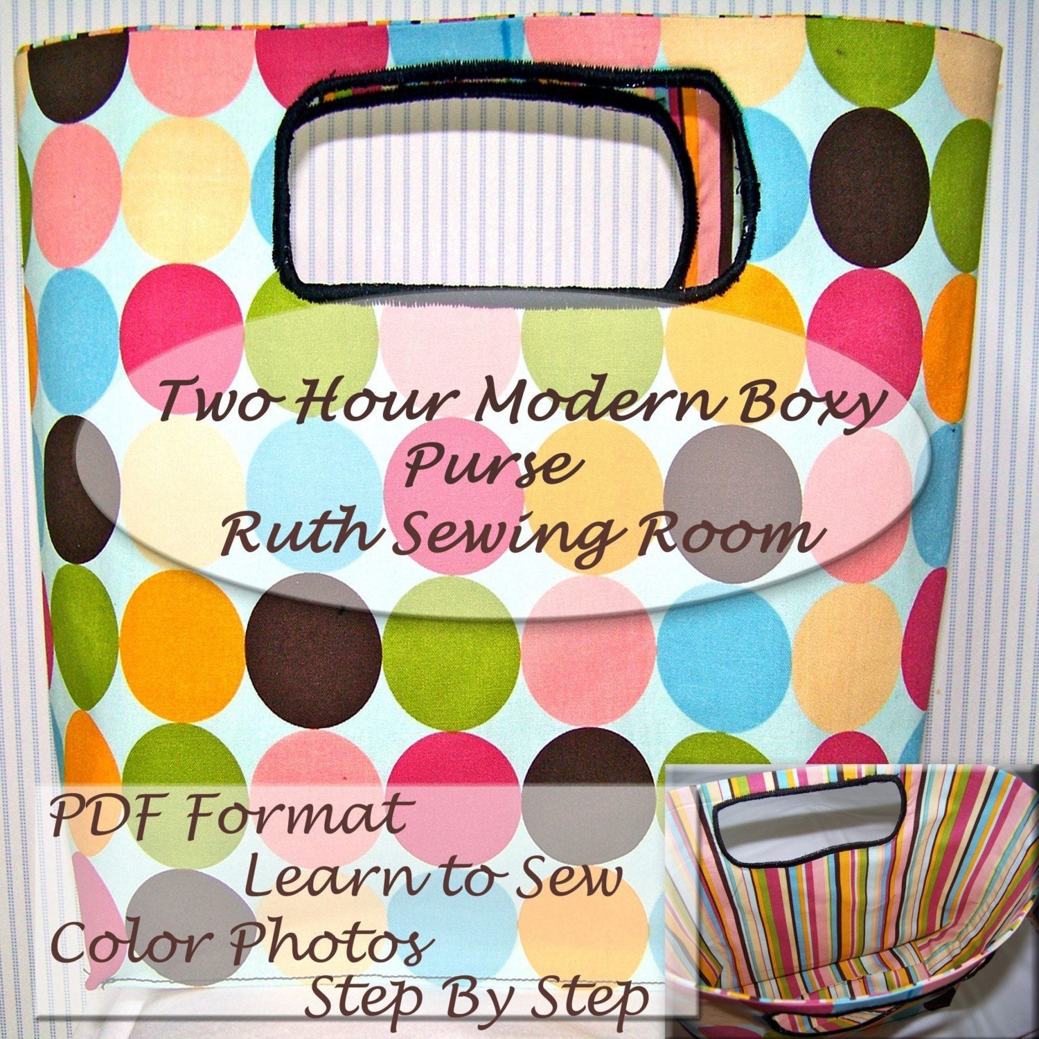 Quick Two hour Modern, Boxy Purse PDF Format Pattern Tutorial Ebook Instant downloadable