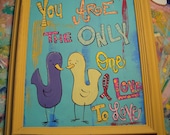You Are the Only One I Love To Love 8 x 11 Original Painting On Canvas in Vitage Frame