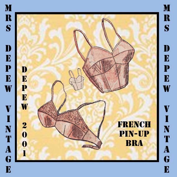 Vintage Sewing Pattern French Ladies 1950's Pinup Bra PDF Printable Multisize Depew 2001 -INSTANT DOWNLOAD-