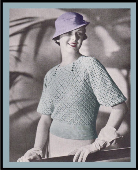 Vintage Crochet Pattern 1930's Rhumba Sleeve Blouse PDF Digital Copy Size 16 -INSTANT DOWNLOAD-