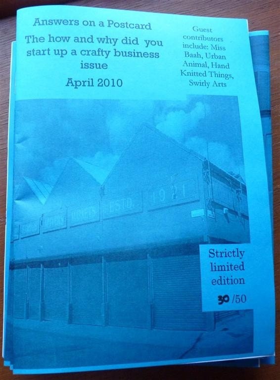 HALF PRICE SALE Answers on a postcard zine issue 4 - starting a crafty business