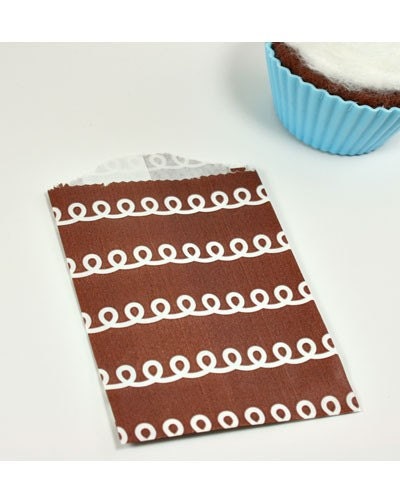 Chocolate Frosting  Tiny Paper Treat Bags - Qty 10