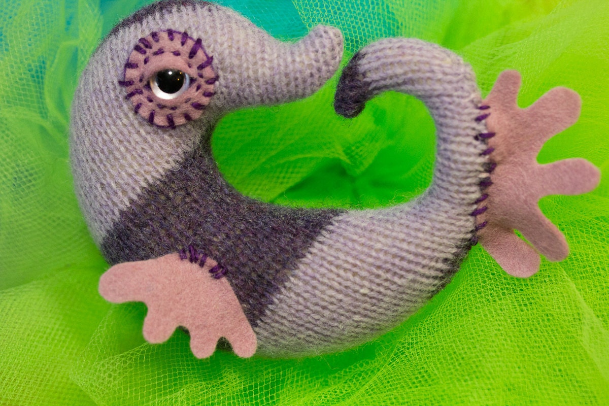 RESERVED for Starlight tiny mini purple and lavender sea horse baby in lambswool and merino