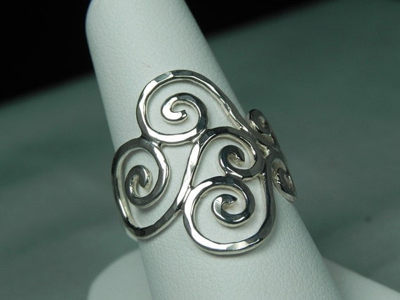 RING - Swirl Ring - Spiral Ring - Wave Ring - Sterling Silver Spiral Swirl Ring - Unique Handcrafted Silver Artisan Swirls Ring