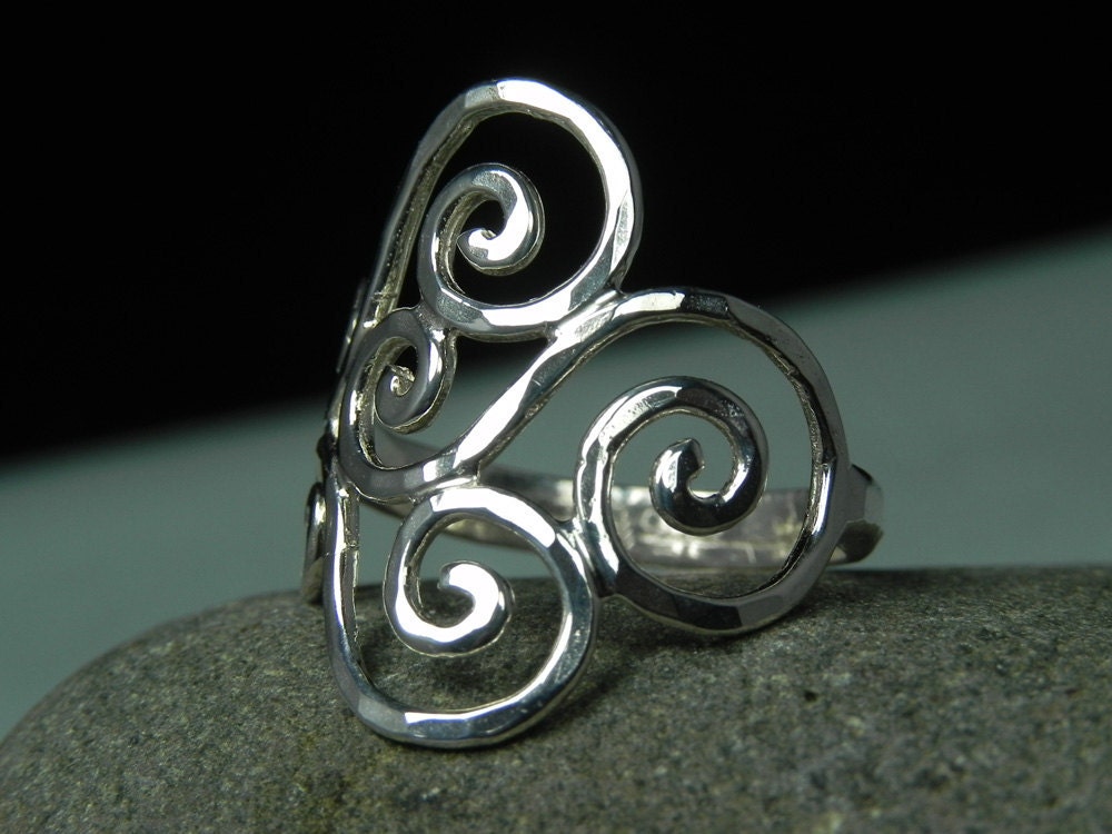 RING - Swirl Ring - Spiral Ring - Wave Ring - Sterling Silver Spiral Swirl Ring - Unique Handcrafted Silver Artisan Swirls Ring