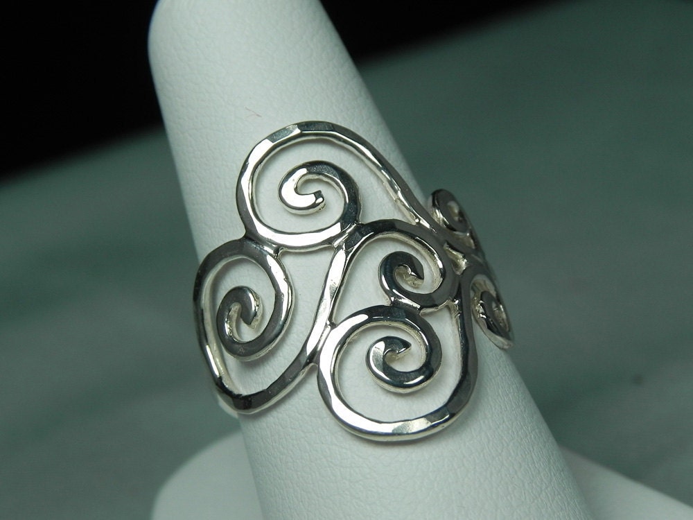RING - Swirl Ring - Spiral Ring - Wave Ring - Sterling Silver Spiral Swirl Ring - Unique Handcrafted Silver Artisan Swirls Ring