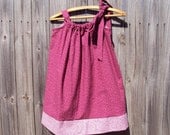 Raspberry color handmade Dress  ties at shoulder-only one- pillowcase style sun dress for a tropical vacation Easter Dress
