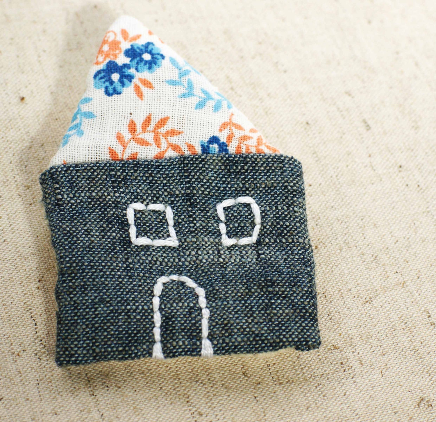 Tiny House Pin in Indigo Blue - gifts under 20