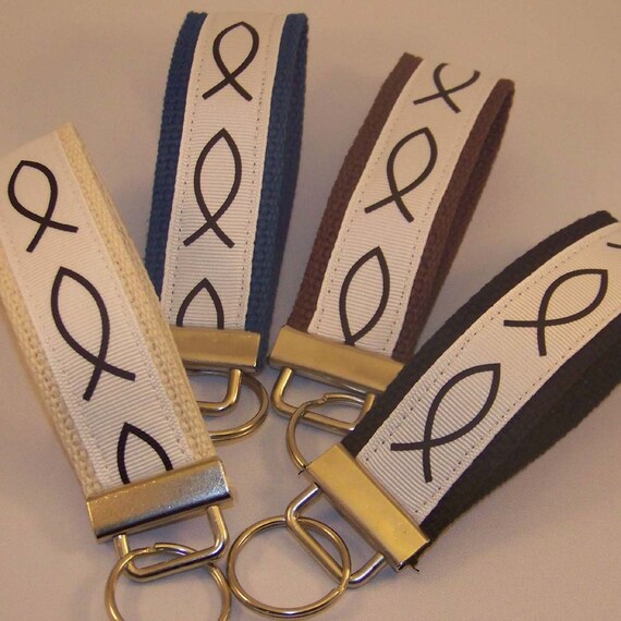 Jesus Fish Ribbon Key Fob