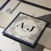 Midnight Silver Bellevue Wedding Invitation Suite - Ribbon Belly Band - Sample Kit
