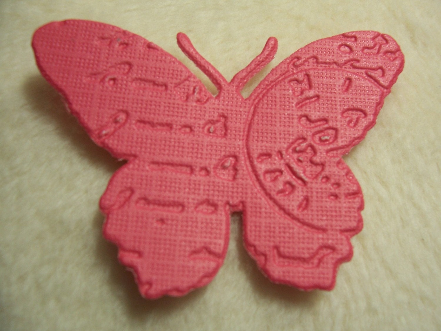 12 Piece Set of Very Lovely Brown/Red Embossed Paper Butterfly Scrapbook Embellishments